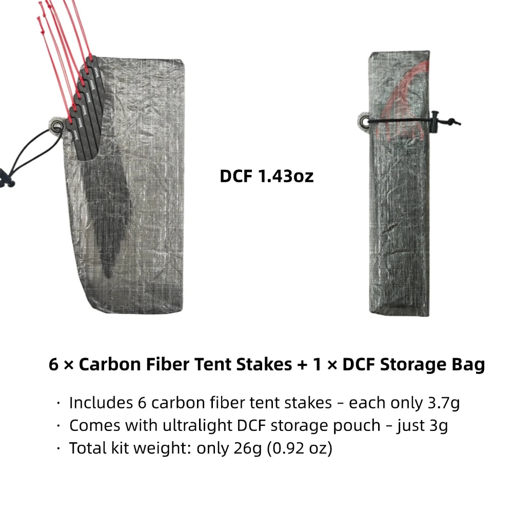 Ultralight Carbon Fibre Tent Pegs | 12cm Lightweight Camping Stakes