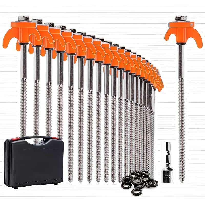 Heavy-Duty Screw-In Tent Pegs | Threaded Ground Anchors