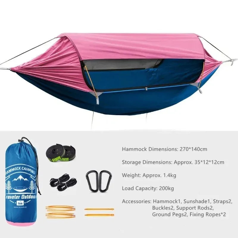 3-in-1 Camping Hammock with Mosquito Net & Sunshade | Portable Hammock Tent