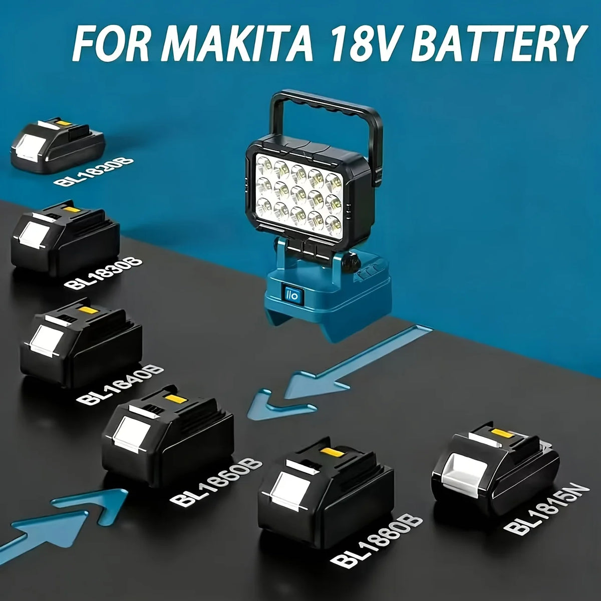 15-LED Work Light | Makita-Compatible 18V Battery Spotlight