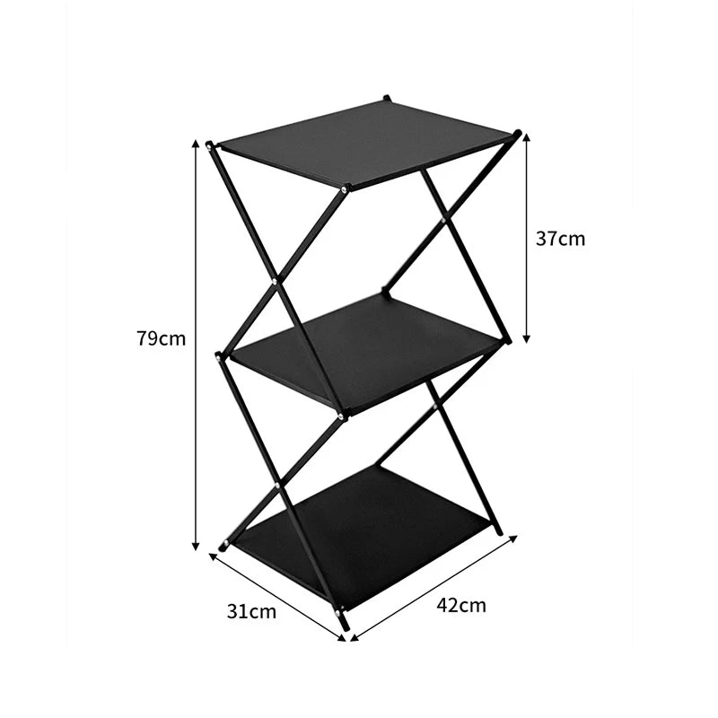 3-Tier Folding Camping Storage Rack | Portable Camp Kitchen Organiser