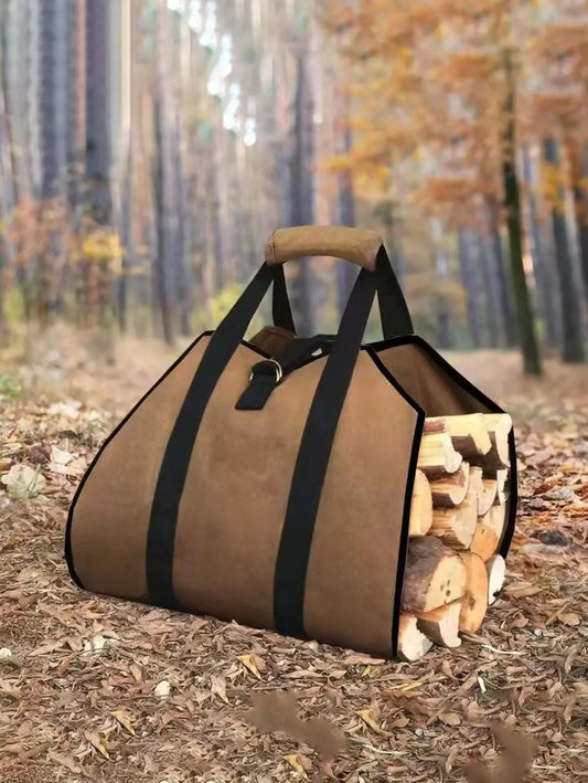 Heavy-Duty Canvas Firewood Carrier | Large Log Carry & Storage Bag