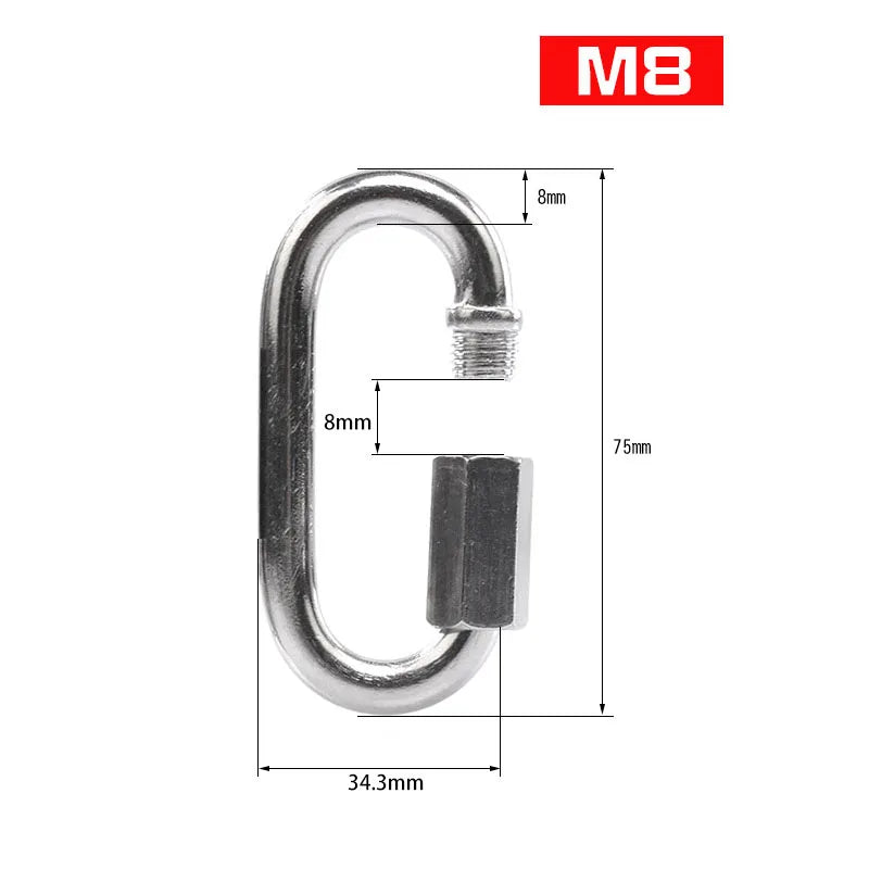 304 Stainless Steel Oval Quick Link | M3.5–M12 Screw-Lock Connector