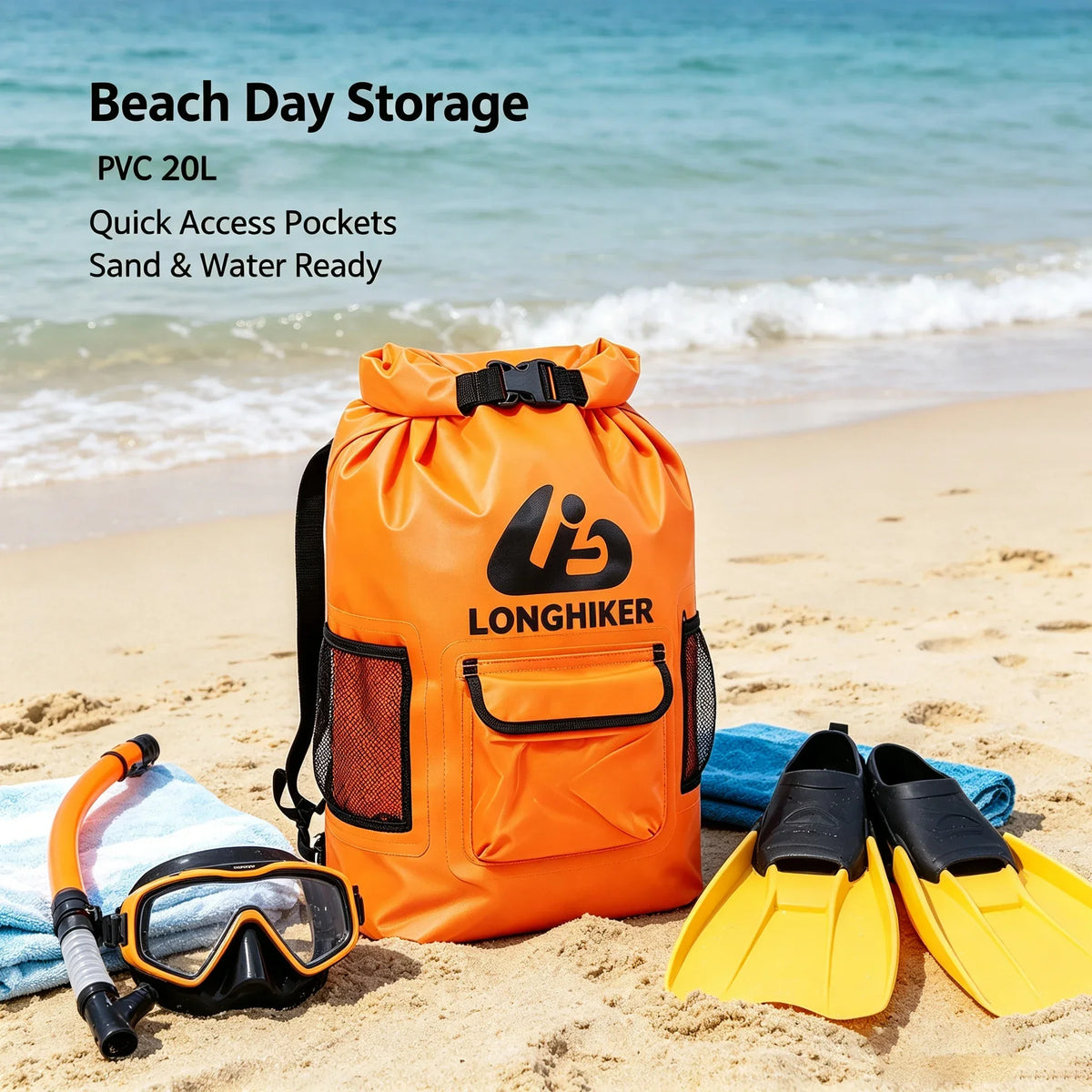 SMVP 20L Waterproof Dry Bag Backpack | PVC Roll-Top Outdoor Pack