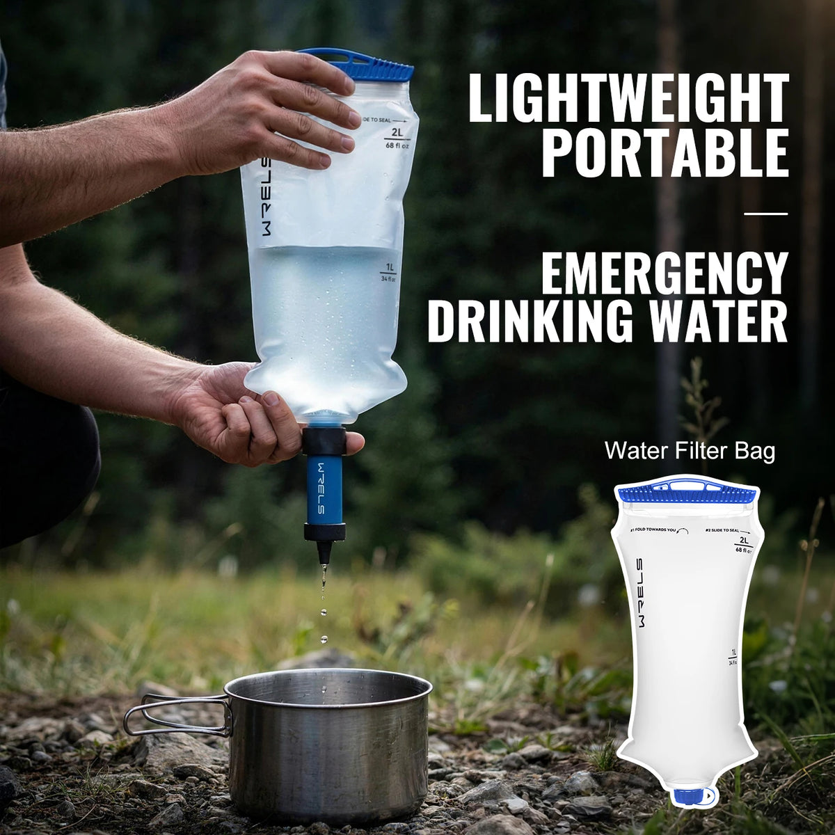 WRELS Foldable Water Collection & Filtration Bag | 2L & 3L