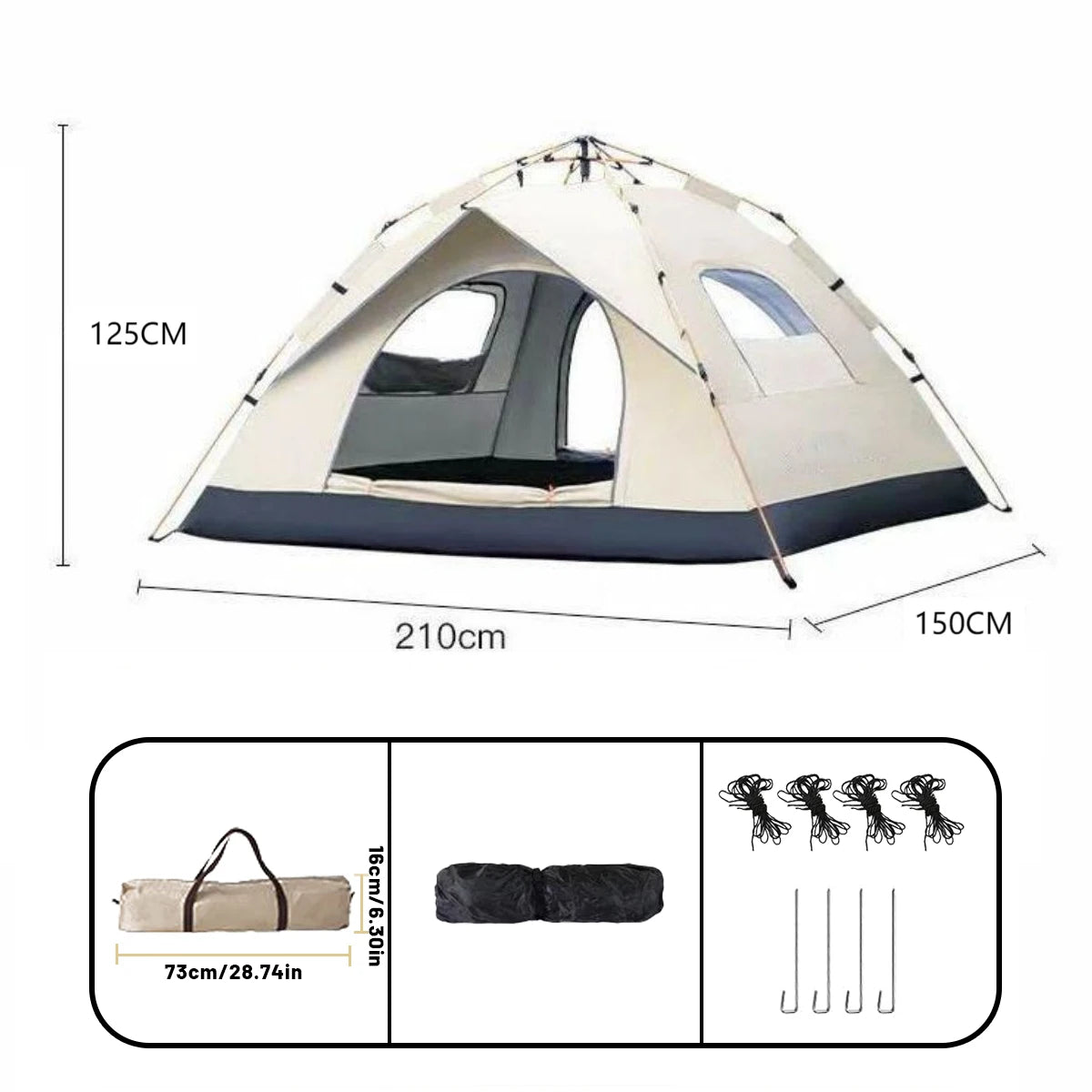3–4 Person Automatic Camping Tent | Quick-Open Waterproof Family Shelter
