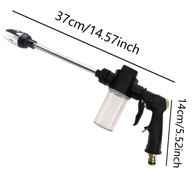 High-Pressure Garden Hose Spray Gun | Long-Reach Car Wash & Foam Nozzle
