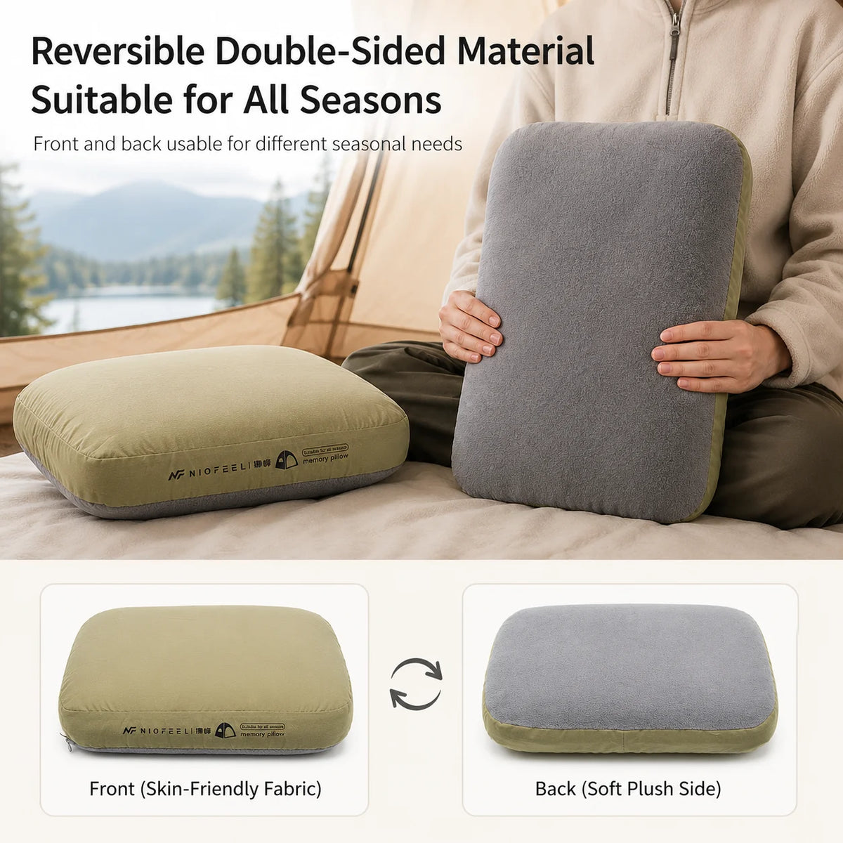 Memory Foam Camping Pillow | Compact Travel & Neck Support Pillow
