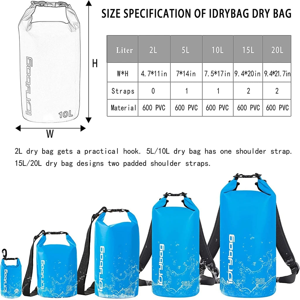 Waterproof Roll-Top Dry Bag | 2L–20L Outdoor Gear Storage Bag