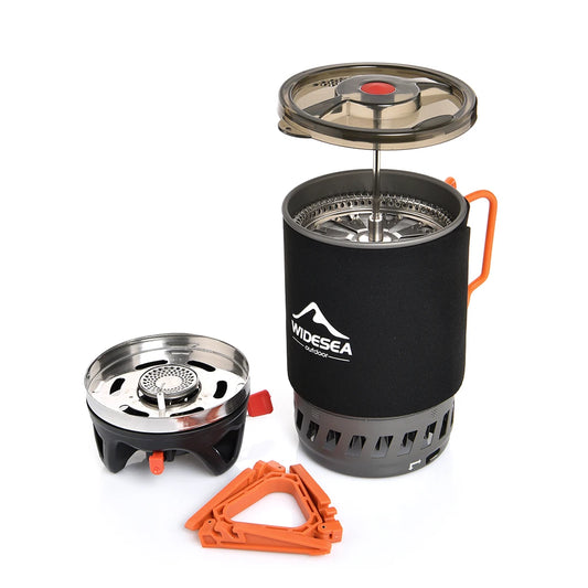Widesea 0.9L Camping Coffee Maker Set | French Press & Compact Gas Stove