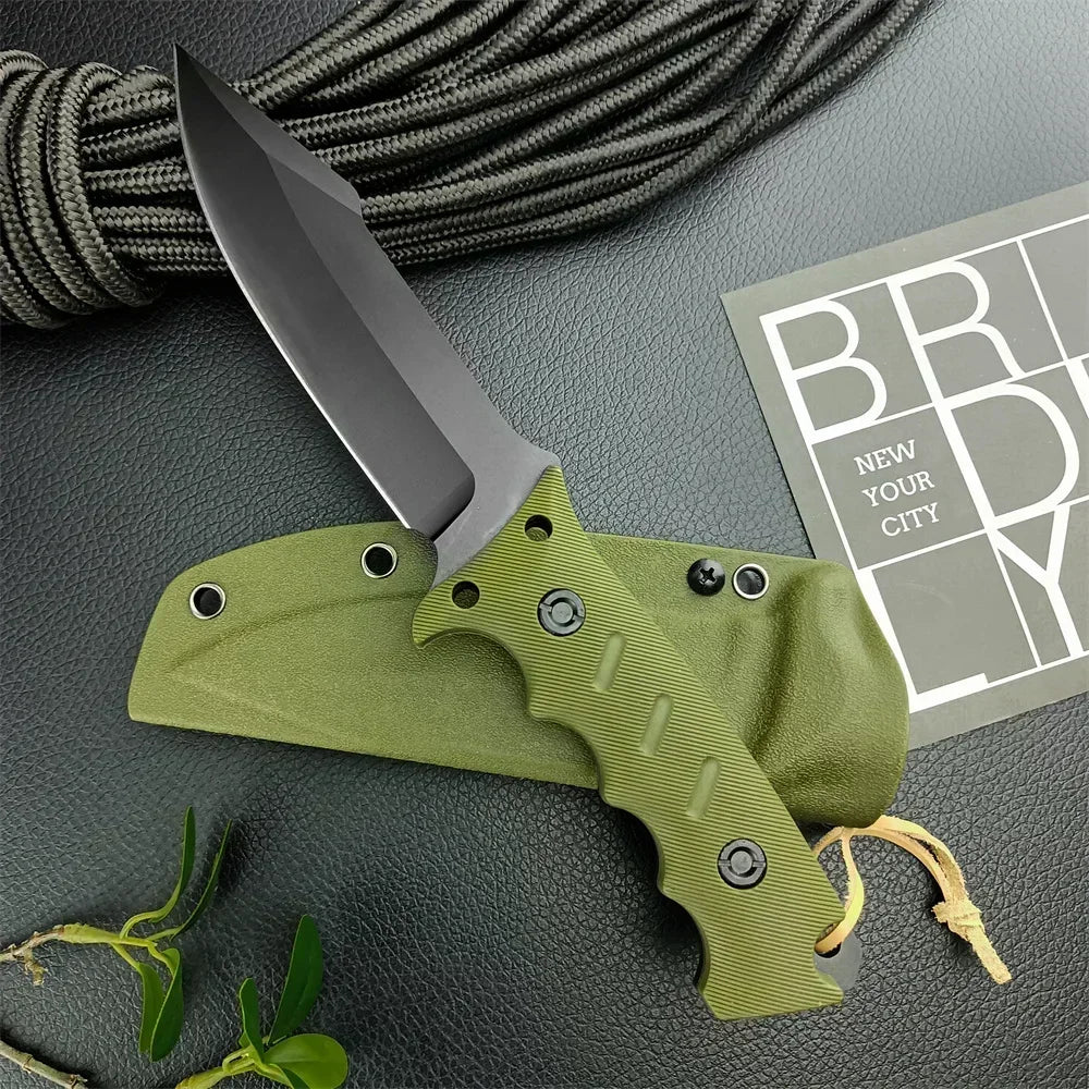 Full Tang Fixed Blade Knife | 8Cr13MoV Steel | G10-Style Nylon Glass Fibre Handle | Kydex Sheath