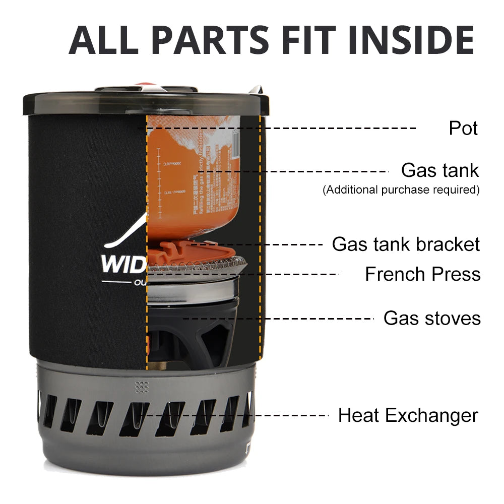 Widesea 0.9L Camping Coffee Maker Set | French Press & Compact Gas Stove