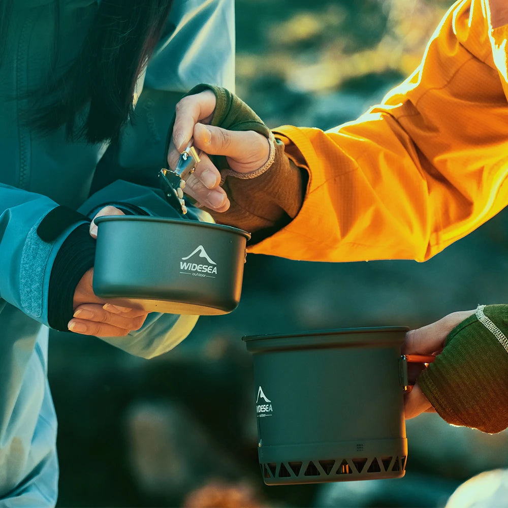 Widesea Hard-Anodised Camping Cookware Set | Lightweight Heat-Exchange Pots