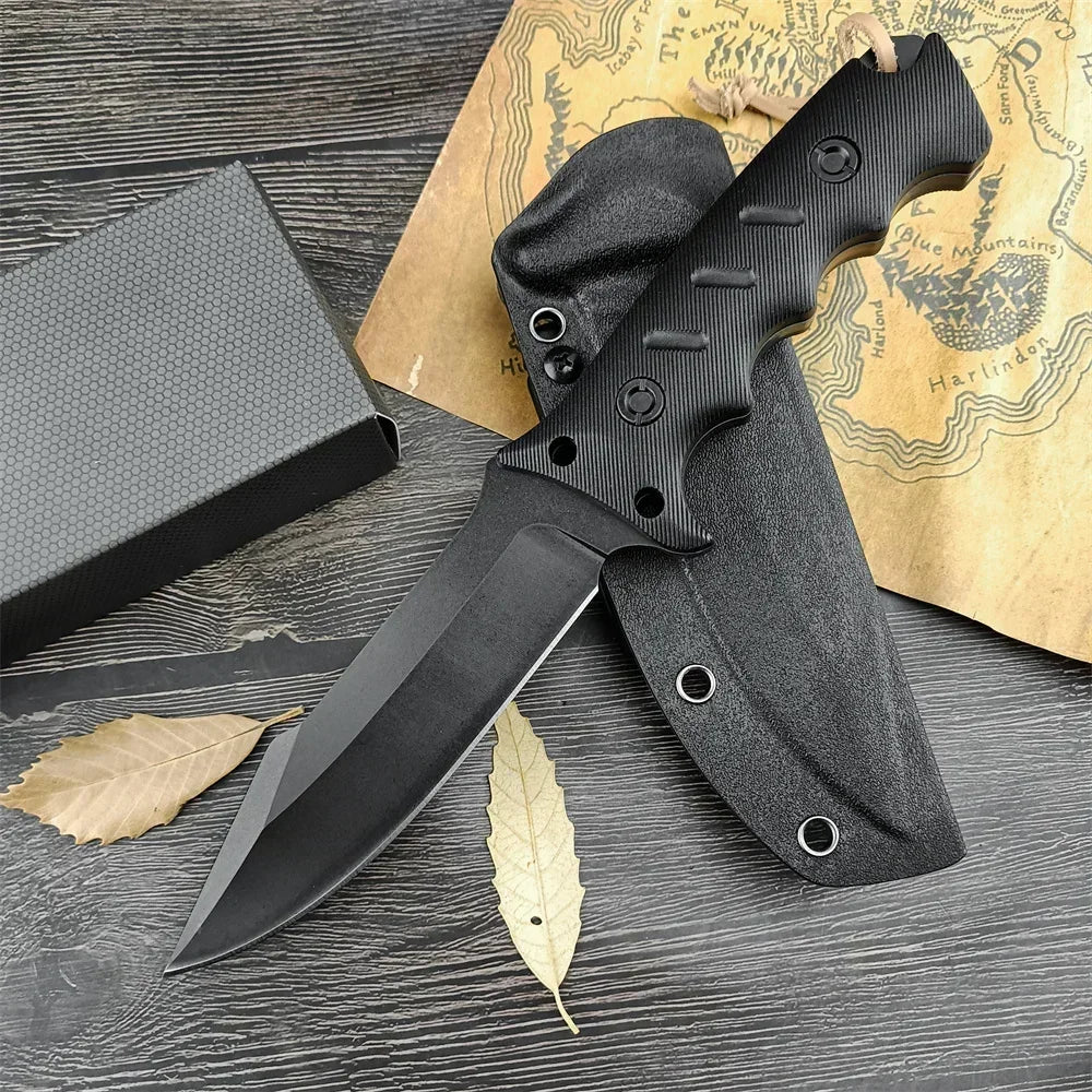 Full Tang Fixed Blade Knife | 8Cr13MoV Steel | G10-Style Nylon Glass Fibre Handle | Kydex Sheath