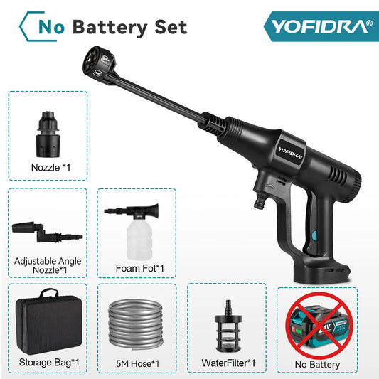 YOFIDRA Brushless Cordless Pressure Washer | Makita-Compatible 18V–21V Portable Cleaner