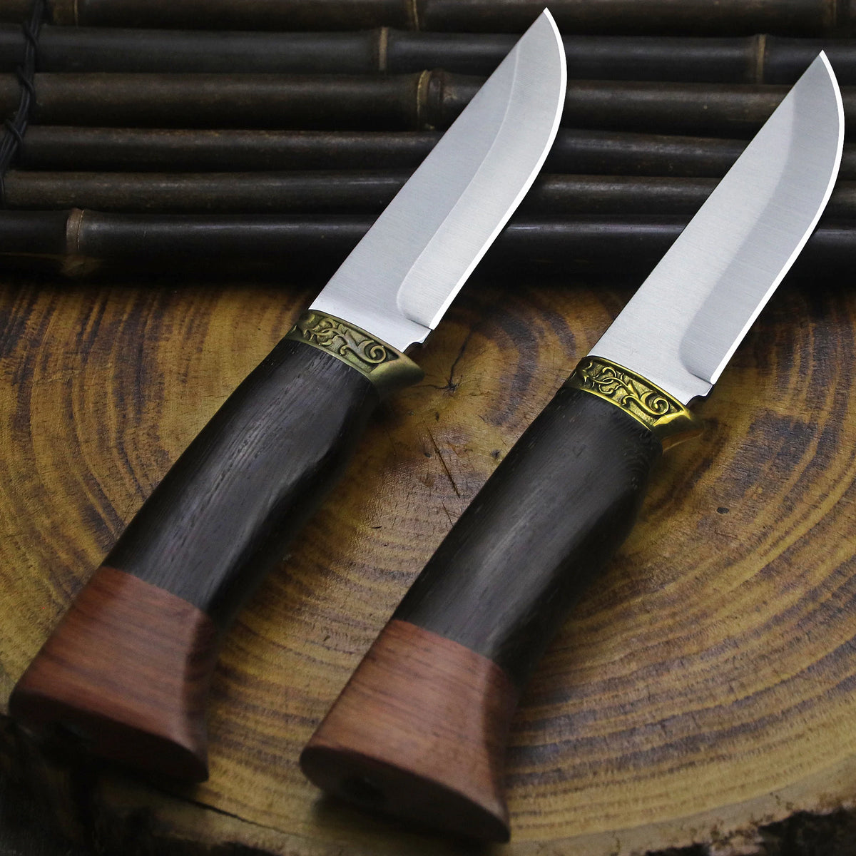 WPKOPYA 440C Fixed Blade Knife | Coloured Wood Handle | 21cm with Sheath