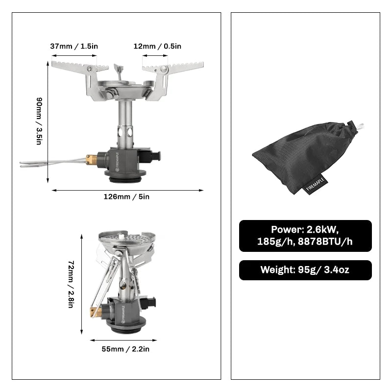 Fire-Maple GreenPeak II Camping Stove | 2600W Pressure-Regulated Gas Burner