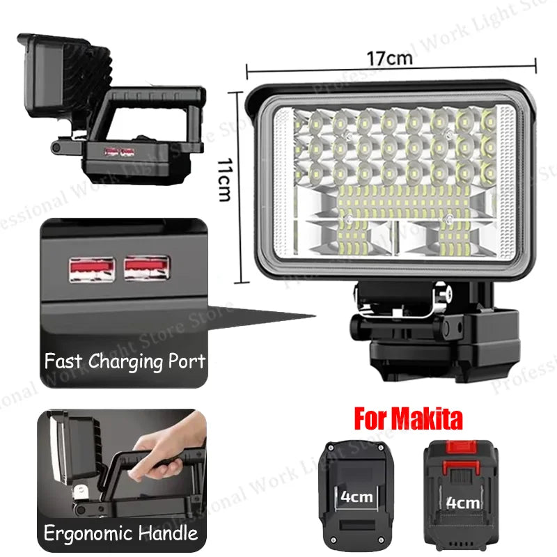 18V LED Work Light | Makita-Compatible Battery Spotlight & Floodlight