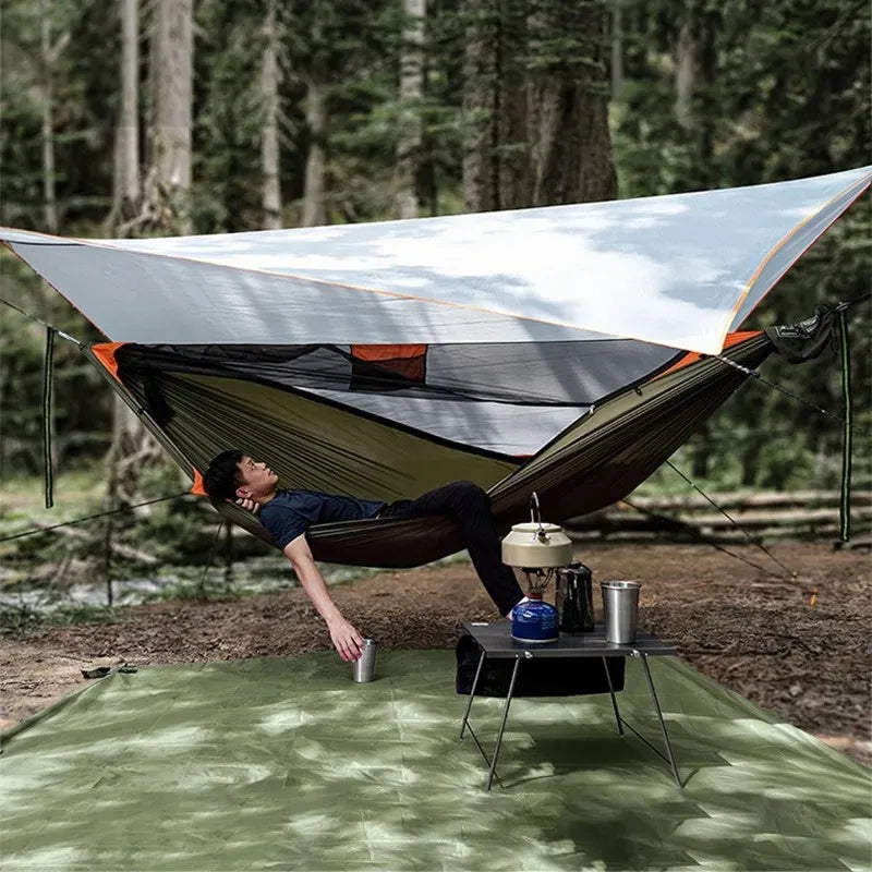 Bushcraft Camping Hammock with Mosquito Net | Quick-Deploy Ridgeline Hammock