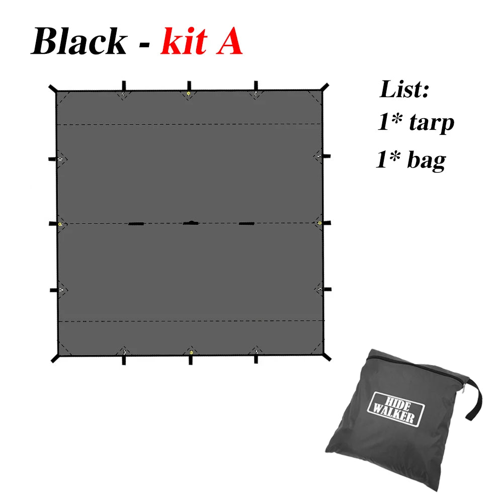 4m x 4m Waterproof Camping Tarp | 19-Point Blackout Bushcraft Shelter