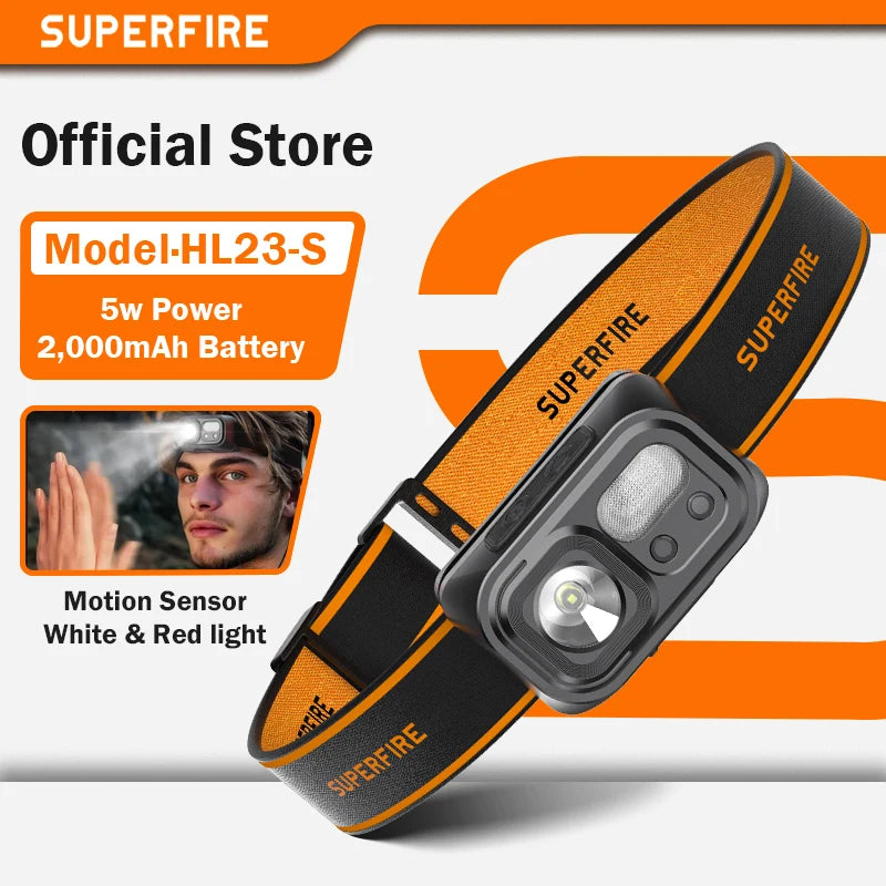 SUPERFIRE HL23 Series Rechargeable LED Headlamp | Sensor Control IP44