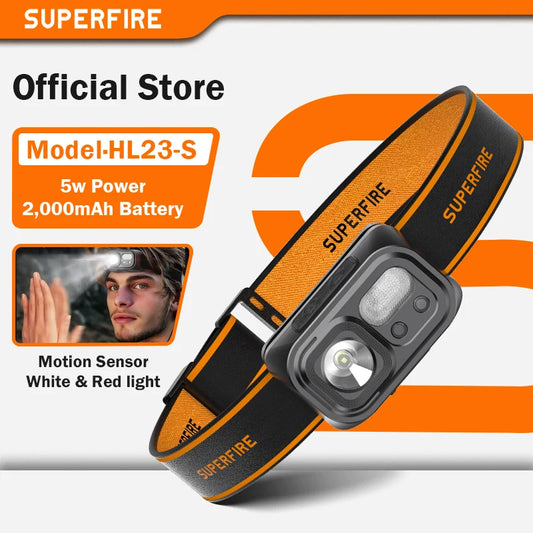 SUPERFIRE HL23 Series Rechargeable LED Headlamp | Sensor Control IP44