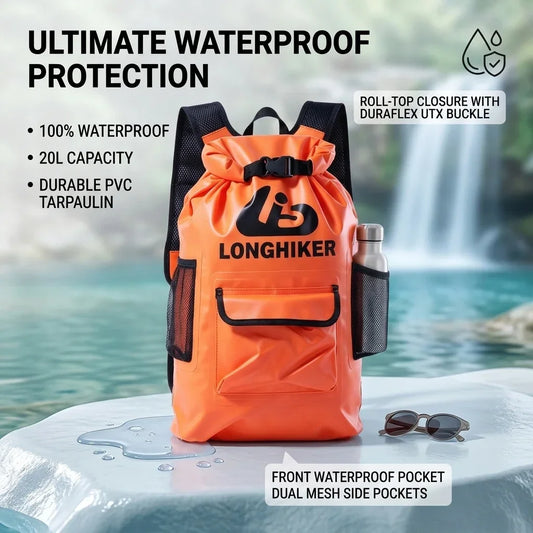 SMVP 20L Waterproof Dry Bag Backpack | PVC Roll-Top Outdoor Pack