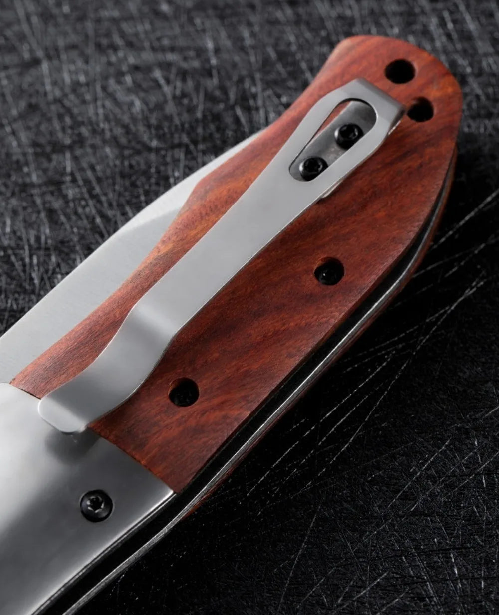 Folding Pocket Utility Knife | 5Cr13MoV Blade | Walnut Wood & 420 Steel Handle