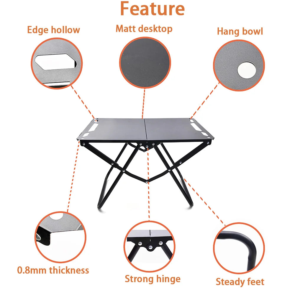IGT Folding Camping Table | Compact Carbon Steel Outdoor Table
