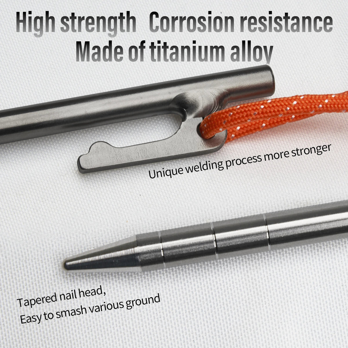 Heavy-Duty Titanium Tent Pegs | Long Camping & Awning Stakes