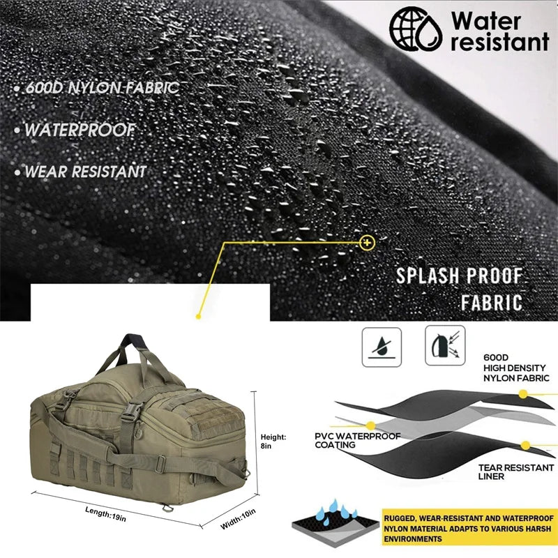 25L–80L 3-Way Camping Duffle Backpack | MOLLE Travel & Gear Bag