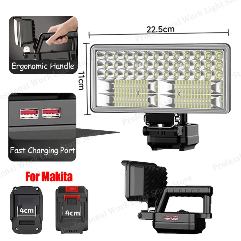 18V LED Work Light | Makita-Compatible Battery Spotlight & Floodlight
