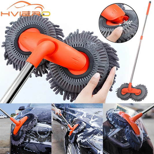 Long-Handle Microfibre Car Wash Mop | 113cm Vehicle Cleaning Brush