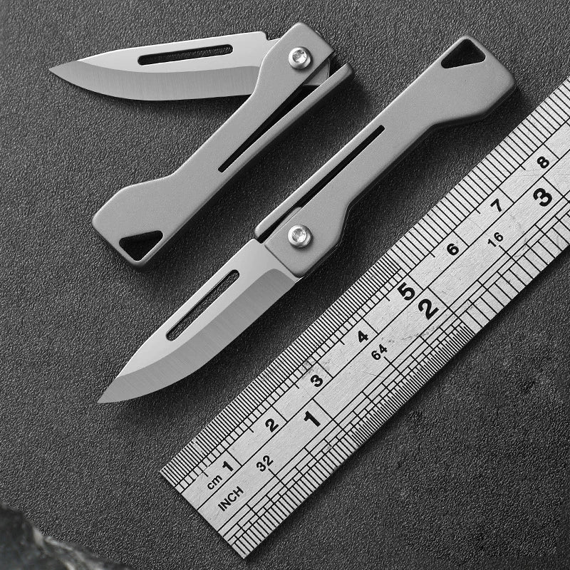 Mini Titanium Handle Folding Pocket Knife | Compact EDC Utility Knife