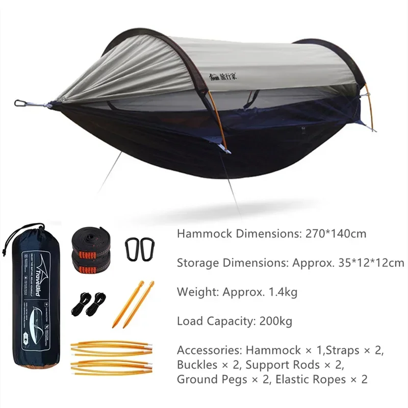 3-in-1 Camping Hammock with Mosquito Net & Sunshade | Portable Hammock Tent