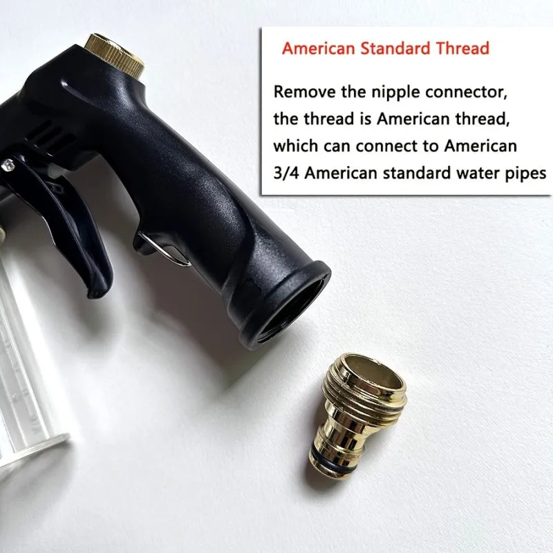 High-Pressure Garden Hose Spray Gun | Long-Reach Car Wash & Foam Nozzle