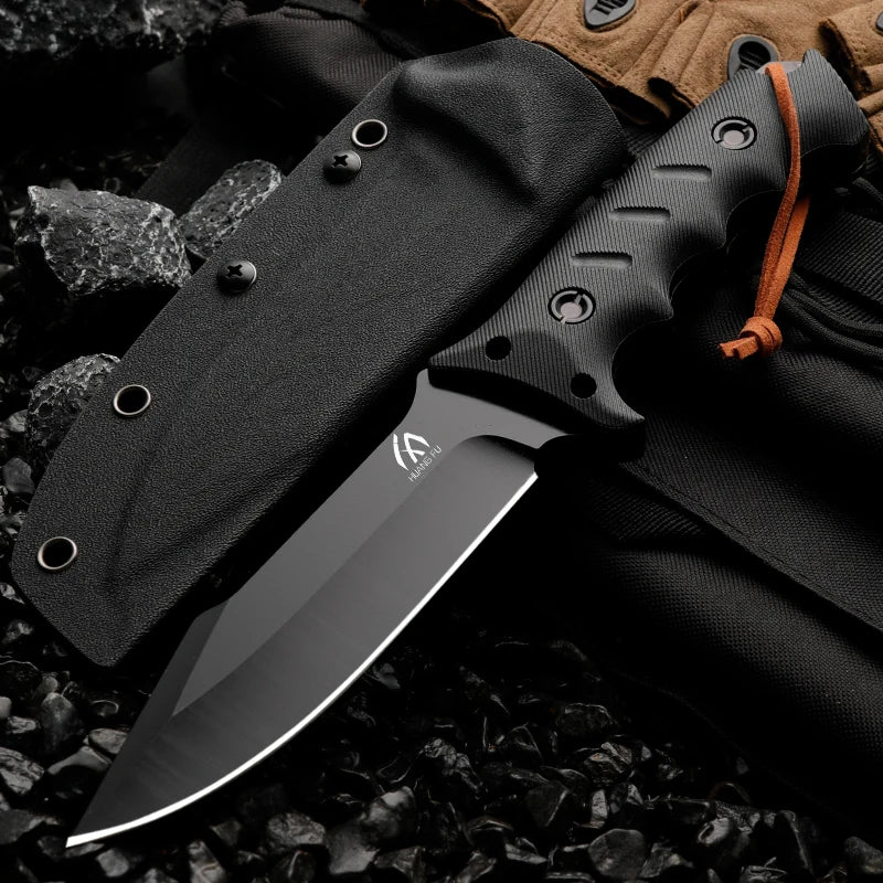 Stainless Steel Fixed-Blade Knife | Integrated Skeleton Handle with Sheath