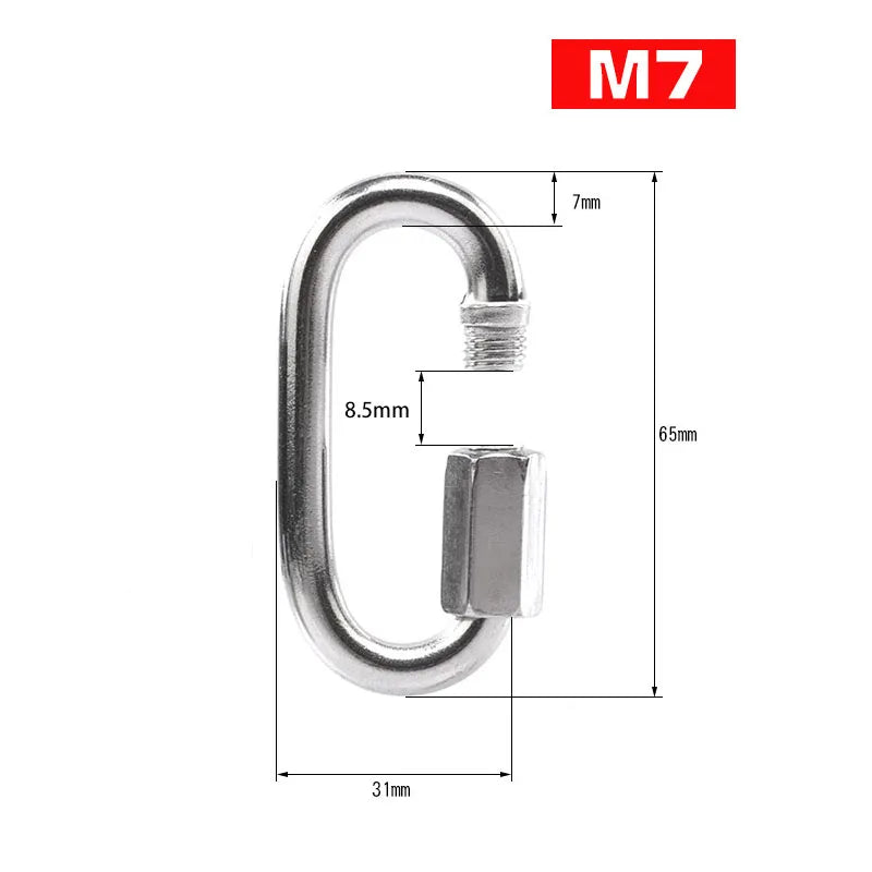 304 Stainless Steel Oval Quick Link | M3.5–M12 Screw-Lock Connector