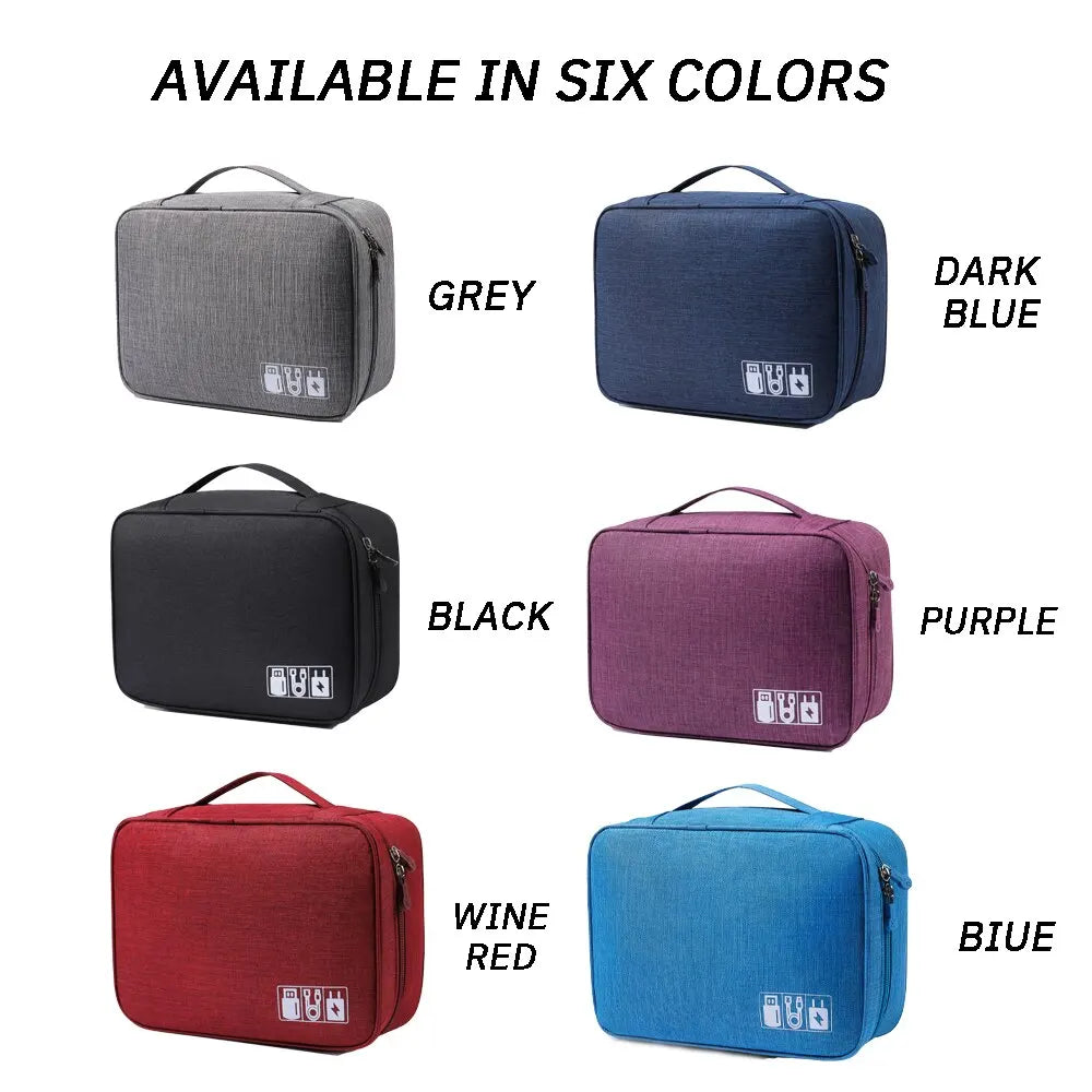 Large Capacity Electronics Organiser | Waterproof Travel Cable & Charger Storage Bag