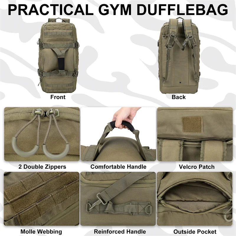 25L–80L 3-Way Camping Duffle Backpack | MOLLE Travel & Gear Bag