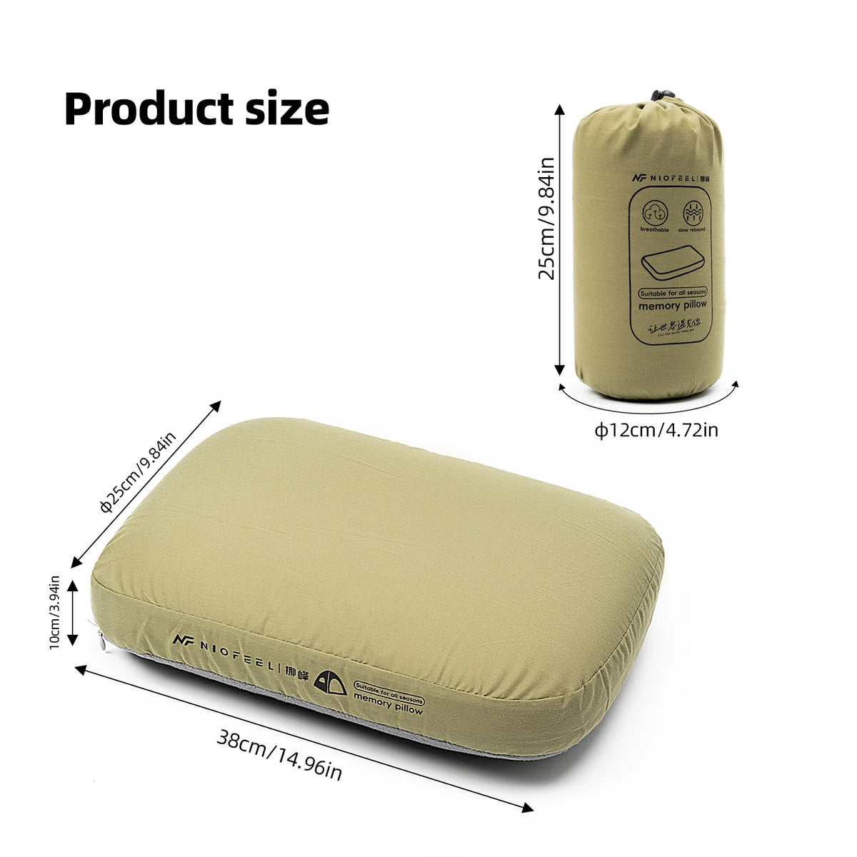 Memory Foam Camping Pillow | Compact Travel & Neck Support Pillow