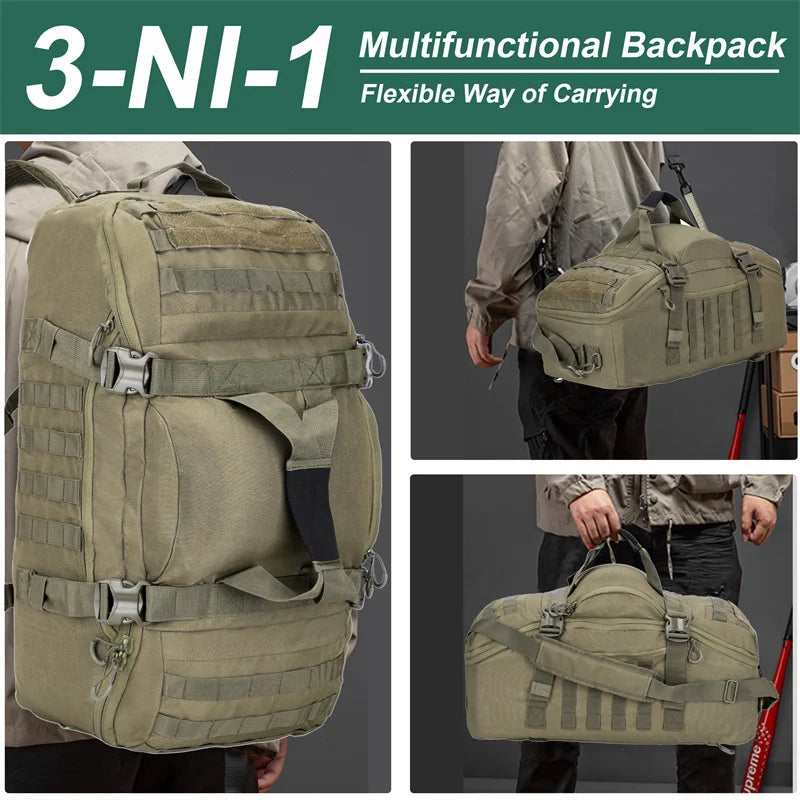25L–80L 3-Way Camping Duffle Backpack | MOLLE Travel & Gear Bag