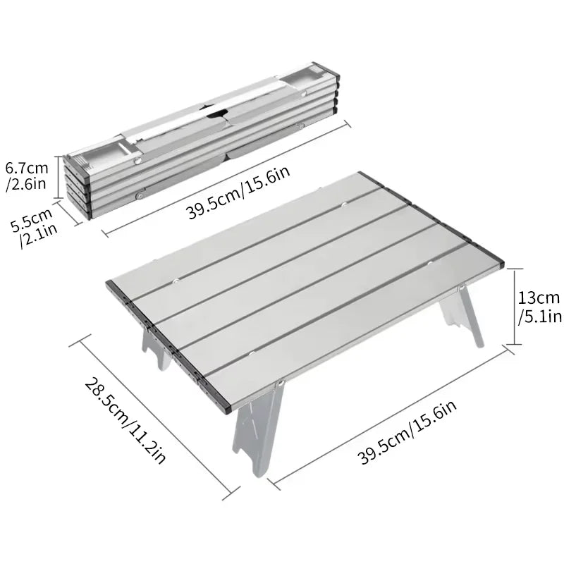 Ultralight Folding Aluminium Camping Table | Compact Roll-Up Outdoor Table