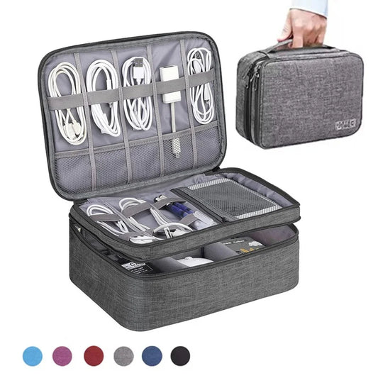 Large Capacity Electronics Organiser | Waterproof Travel Cable & Charger Storage Bag