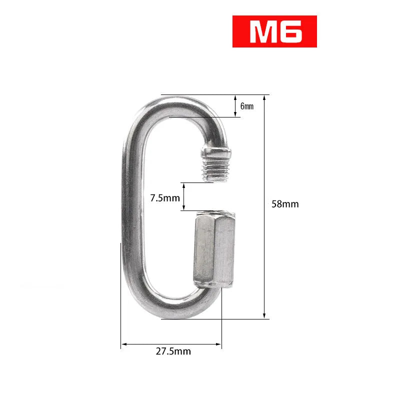 304 Stainless Steel Oval Quick Link | M3.5–M12 Screw-Lock Connector
