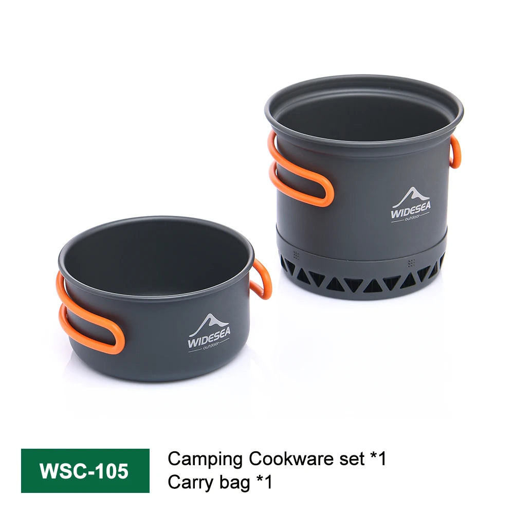 Widesea Hard-Anodised Camping Cookware Set | Lightweight Heat-Exchange Pots