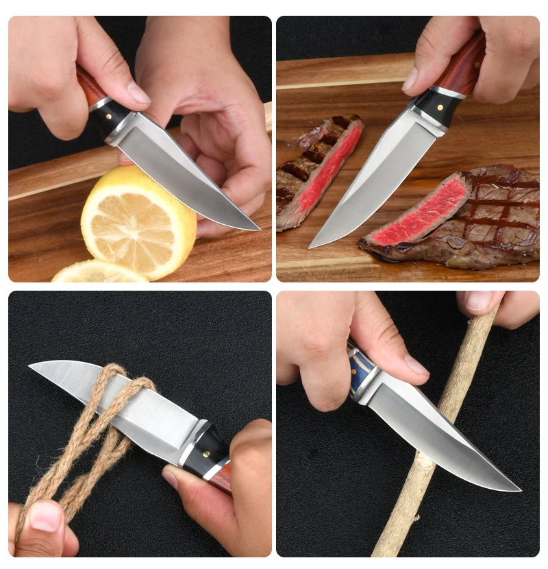 7.5-Inch Stainless Steel Utility Knife | Coloured Wood Handle | Multi-Purpose Kitchen Knife