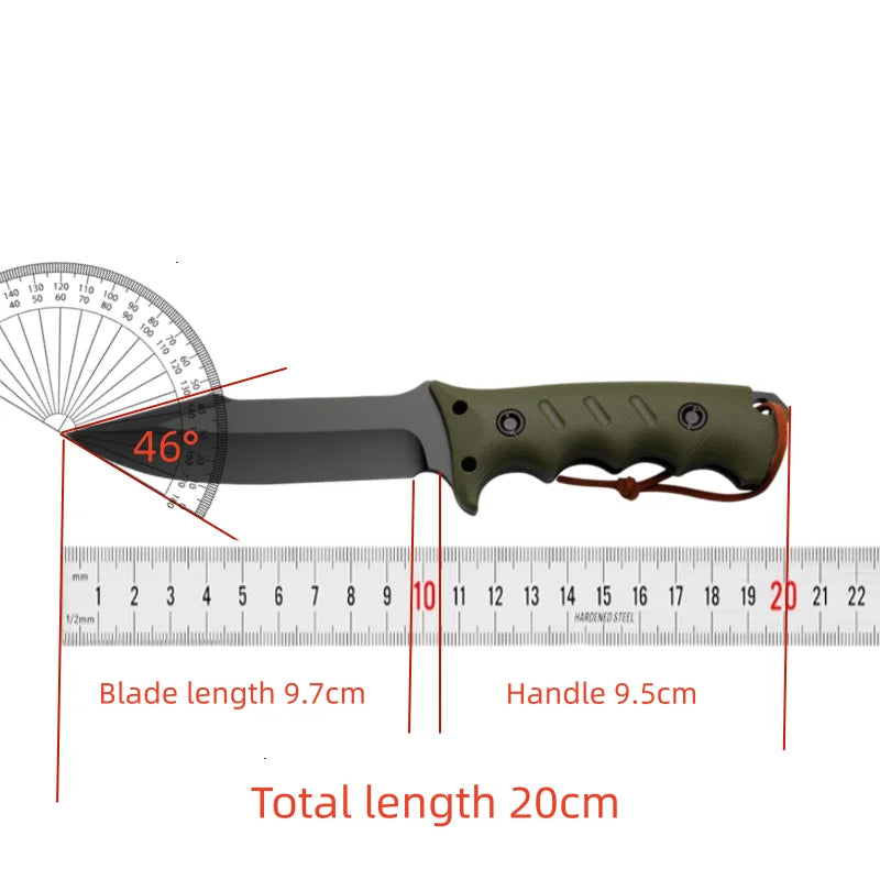 Stainless Steel Fixed-Blade Knife | Integrated Skeleton Handle with Sheath