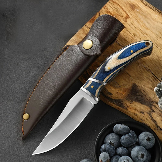 7.5-Inch Stainless Steel Utility Knife | Coloured Wood Handle | Multi-Purpose Kitchen Knife