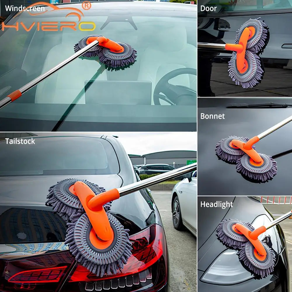 Long-Handle Microfibre Car Wash Mop | 113cm Vehicle Cleaning Brush